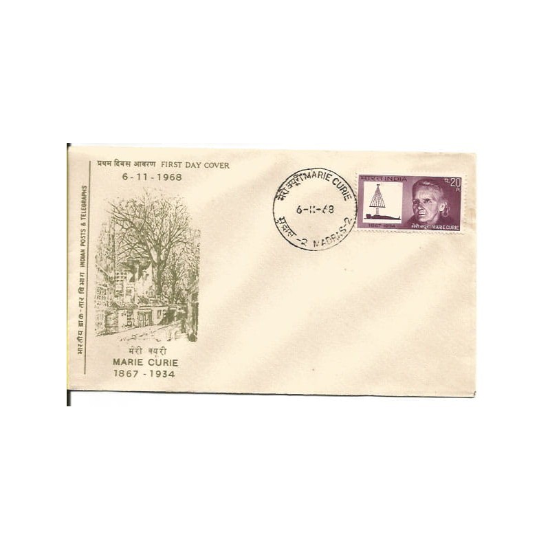 Indie 1968, Maria Curie, Nobel. FDC Madras