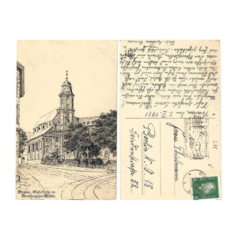Wrocław, Kościół Bonifratrów, ul. Traugutta. Z obiegu 1931 r.
