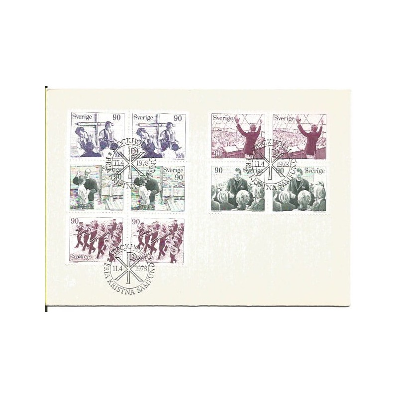 Szwecja 1978, Chrześcijaństwo, religia, muzyka. FDC