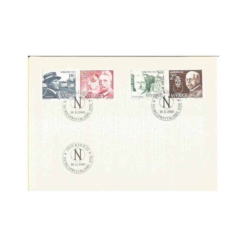 Szwecja 1980, Nobel, chemia, fizyka, literatura, Nagroda Nobla. FDC