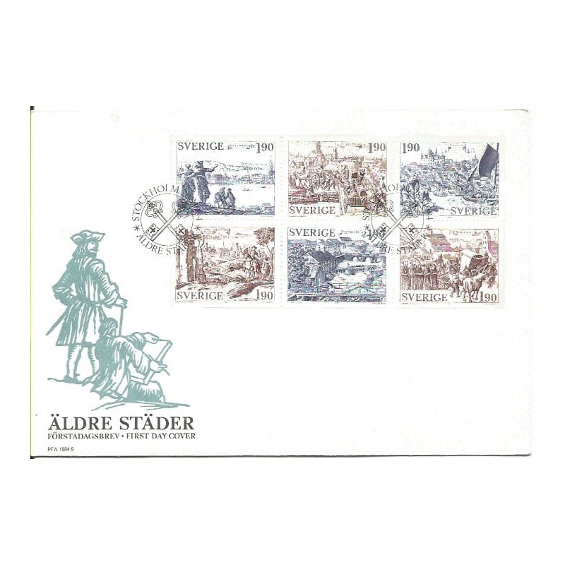 Szwecja 1984, Miasta, dawne widoki. FDC