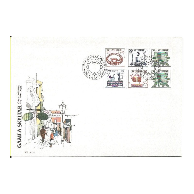 Szwecja 1985, Rzemiosło, szyldy. FDC
