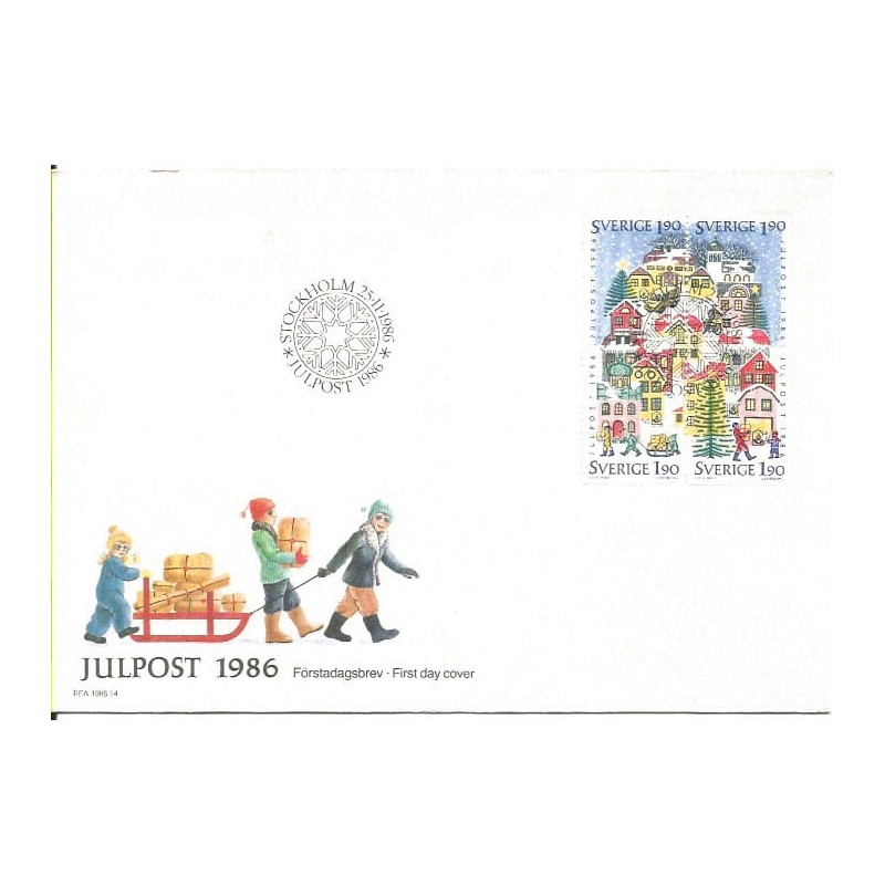Szwecja 1986, Boże Narodzenie. FDC