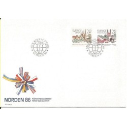 Szwecja 1986, Norden, miasta. FDC