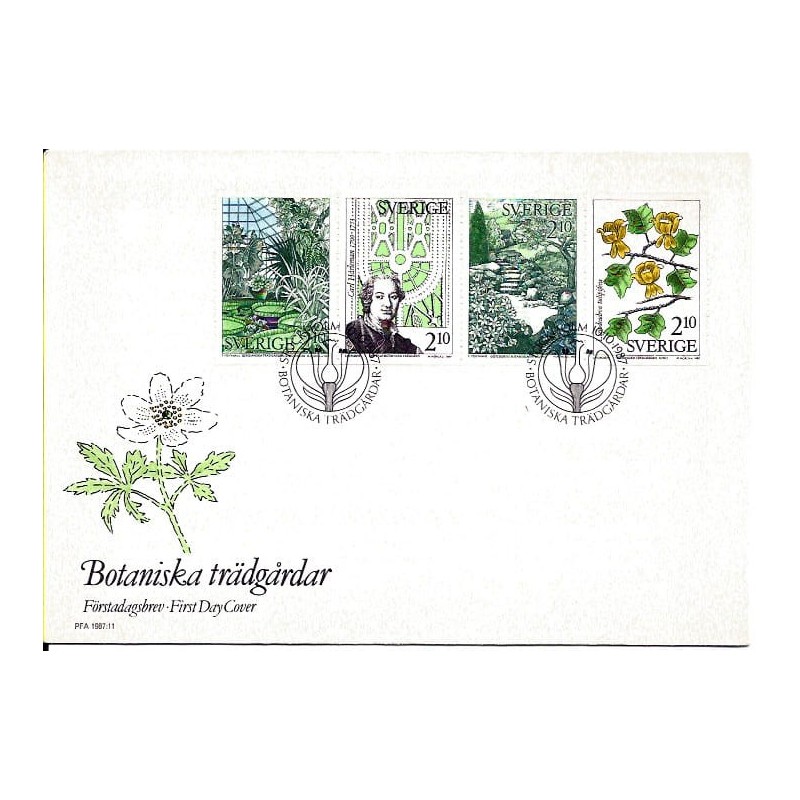 Szwecja 1987, Flora, ogród botaniczny. FDC
