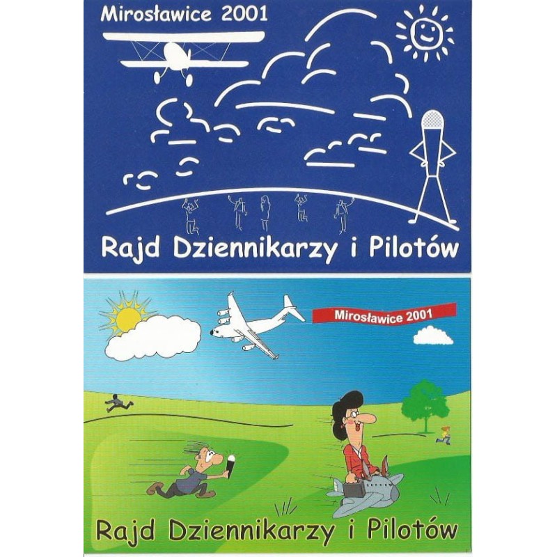 Mirosławice. Rajd dziennikarzy i pilotów. Samolot. 2001. Czyste bez obiegu, z okolicznościowymi pieczątkami