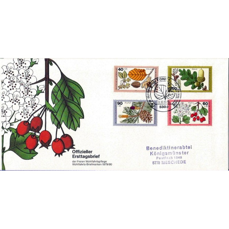 Niemcy 1979, Rośliny: drzewa. FDC