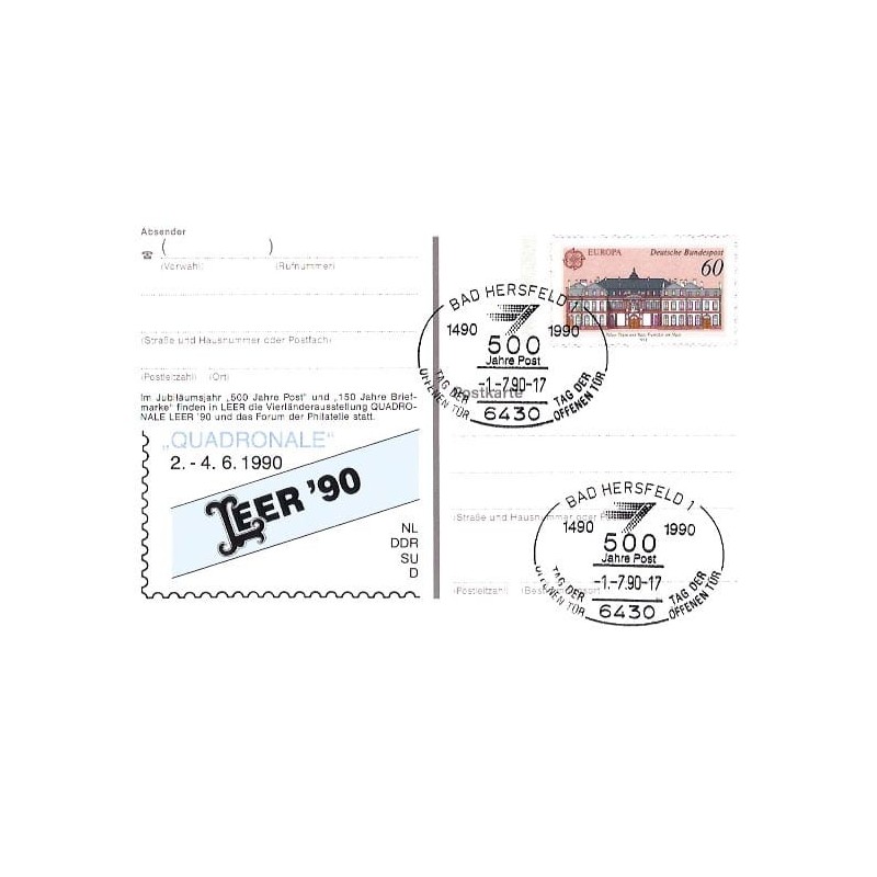 Niemcy 1990, Poczta, 500 lat. Bad Hersfeld