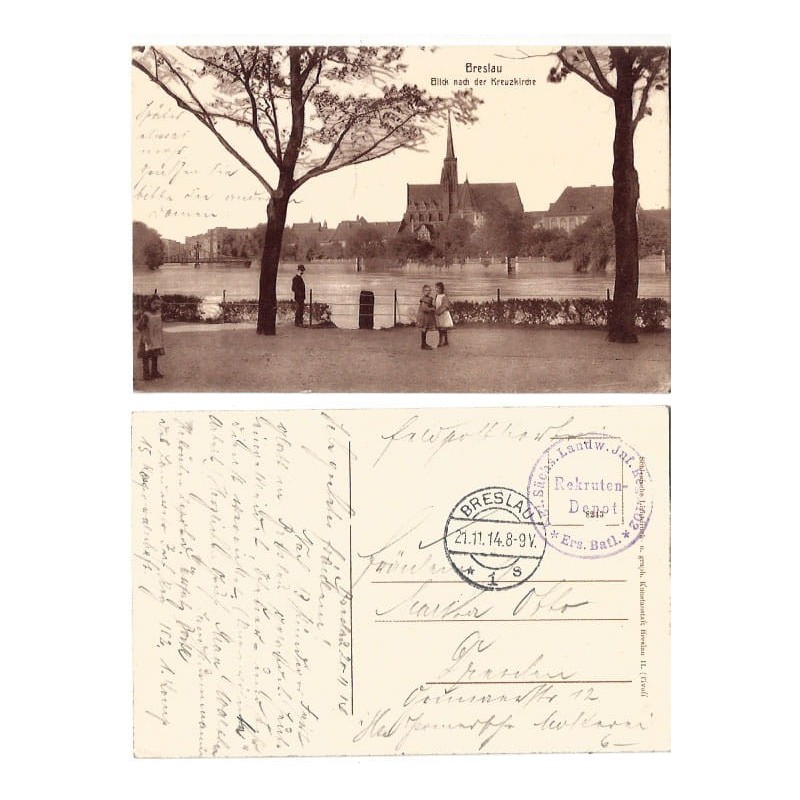 Wrocław, Ostrów Tumski, kościół św. Krzyża, obieg 1914