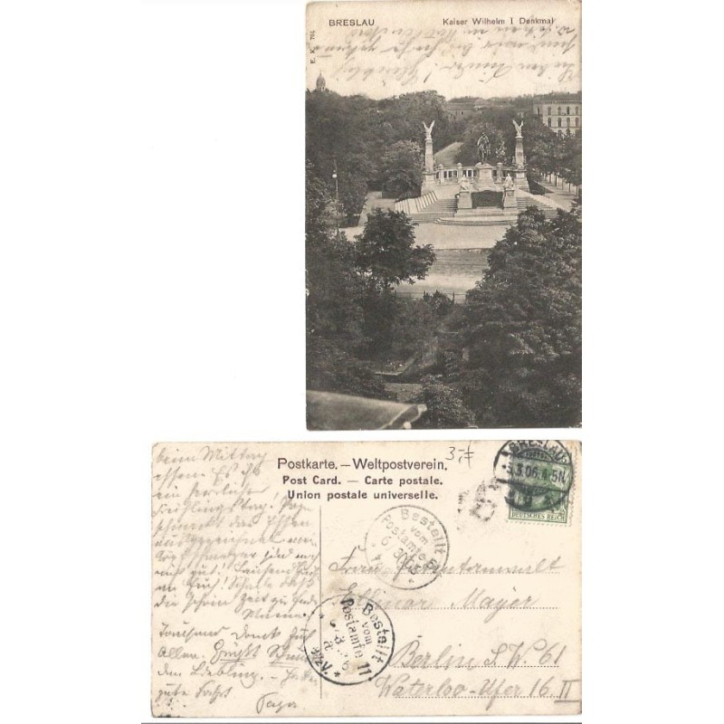 Wrocław, Pomnik cesarza Wilhelma I, obieg 1906