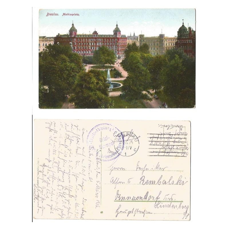 Wrocław, Plac Świętego Macieja, Nadodrze, obieg 1916