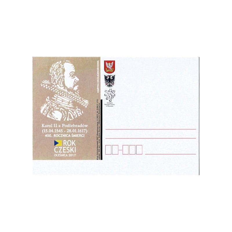 Kartka Wrocław 2017, książę Karol II Podiebrad, Oleśnica