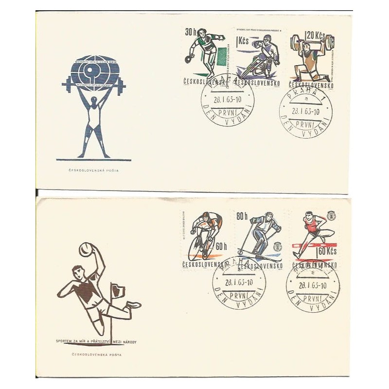 Czechosłowacja 1963, Kolarstwo, motor, tenis. FDC