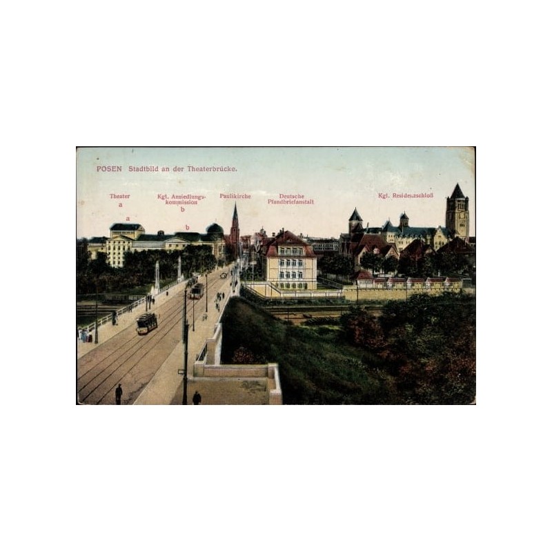 Poznań, Most, zamek, tramwaj. Obieg 1915