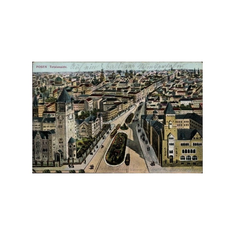 Poznań, Widok ogólny, tramwaj. Obieg 1916