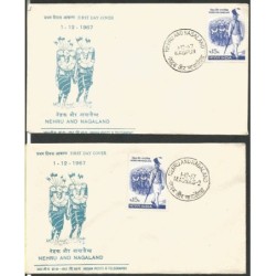 Indie 1967, J. Nehru, Nagaland. 2 FDC z różnych miast