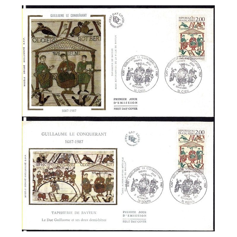 Francja 1987, Król Wilhelm Zdobywca. 2 FDC z różnych miast
