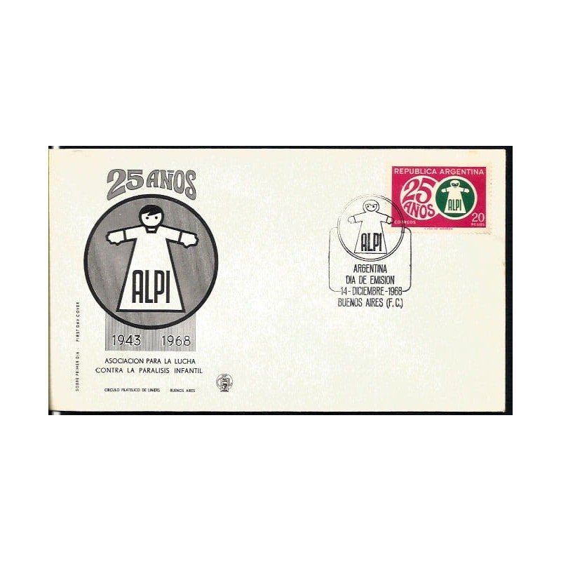 Argentyna 1968, Medycyna, porażenie dziecięce. FDC