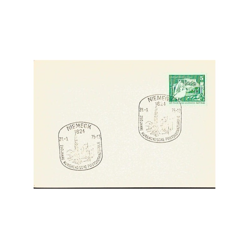 Niemcy NRD 1975, Poczta, słup milowy pocztowy. Niemegk