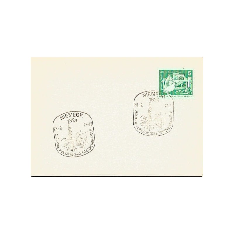 Niemcy NRD 1975, Poczta, słup milowy pocztowy. Niemegk