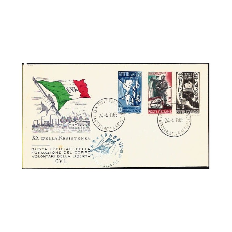 Włochy 1965, II wojna światowa, ruch oporu. FDC
