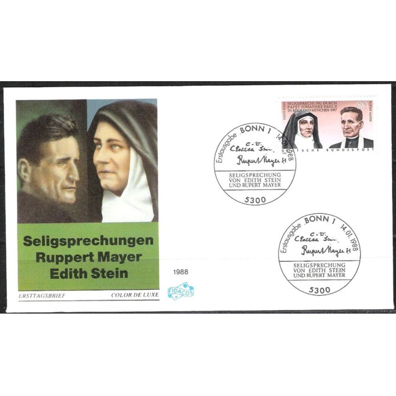 Niemcy 1988, Papież Jan Paweł II, Św. E. Stein, Wrocław, Auschwitz. FDC