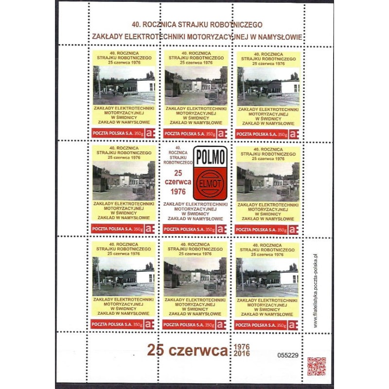 2016 Personalizowany. Namysłów Świdnica strajk 1976. Arkusz