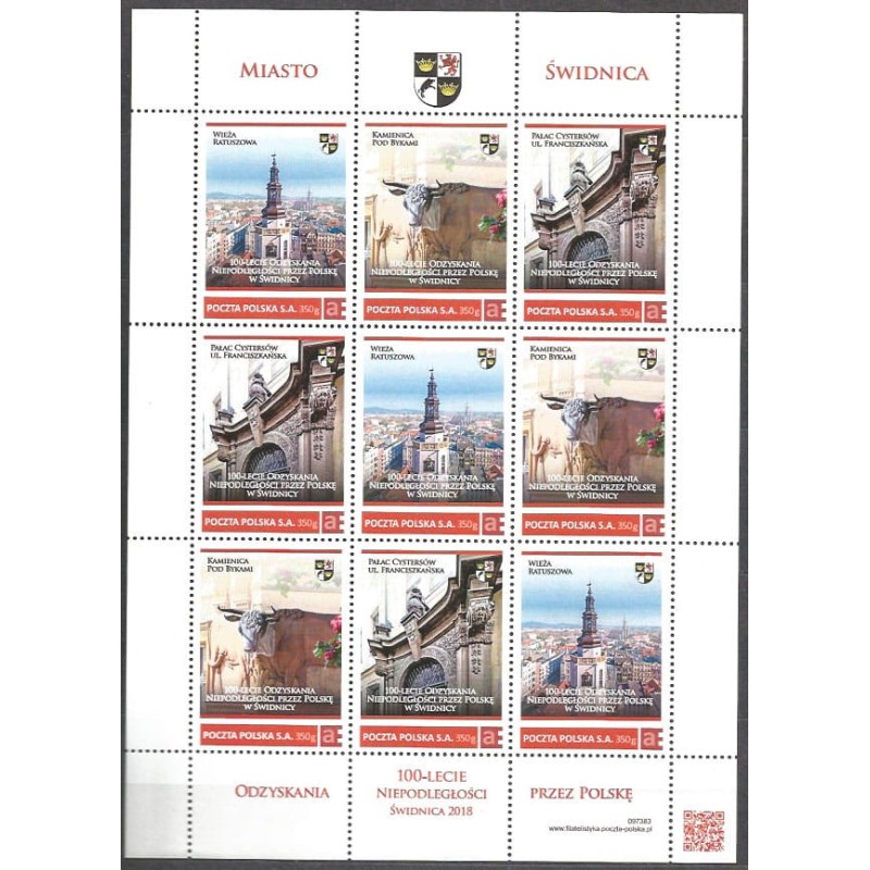 2018 Personalizowany. Świdnica, niepodległość. Arkusz