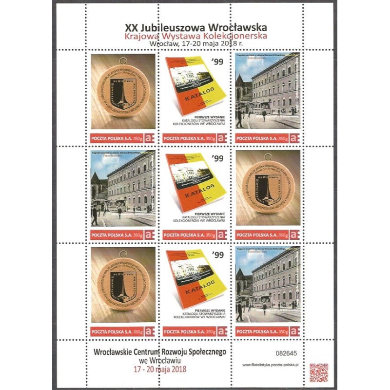 2018 Personalizowany. Wrocław, znaczek turystyczny. Arkusz