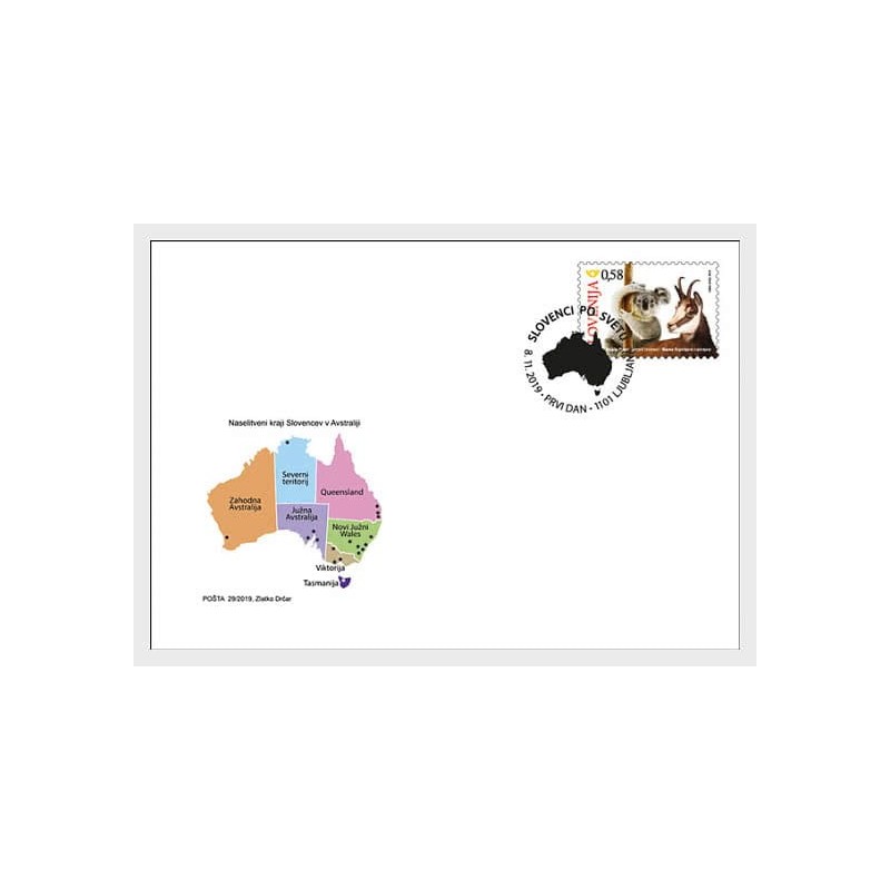 Słowenia 2020, Australia, koala, kozica. FDC