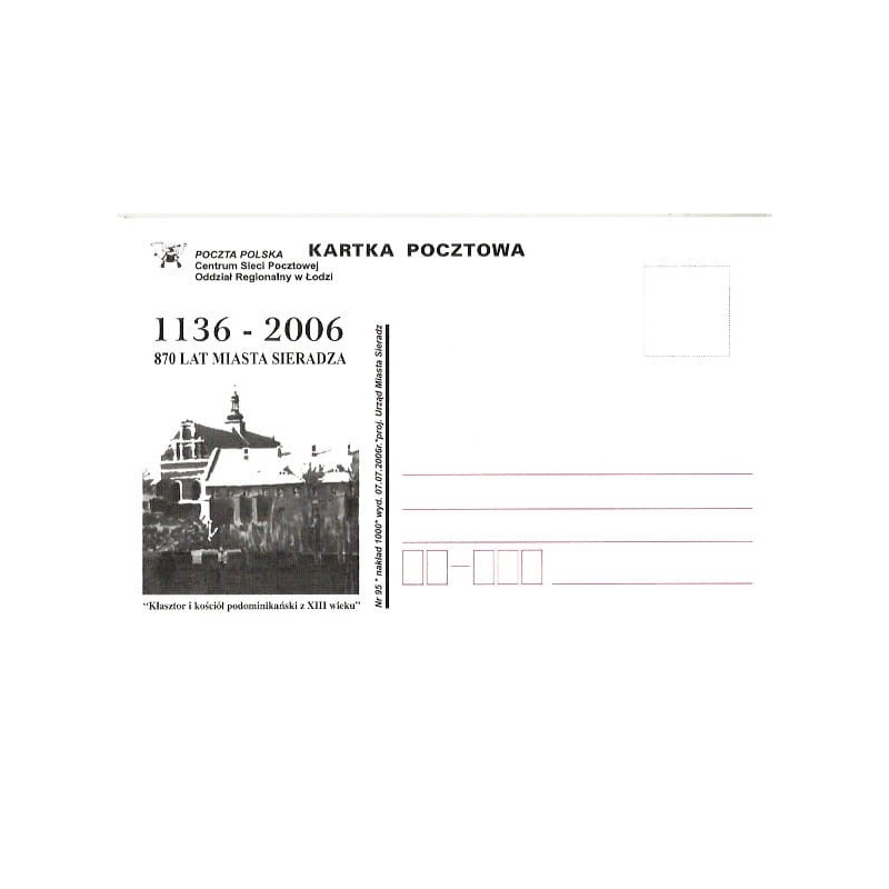 Kartka Łódź 2006, Sieradz, klasztor i kościół
