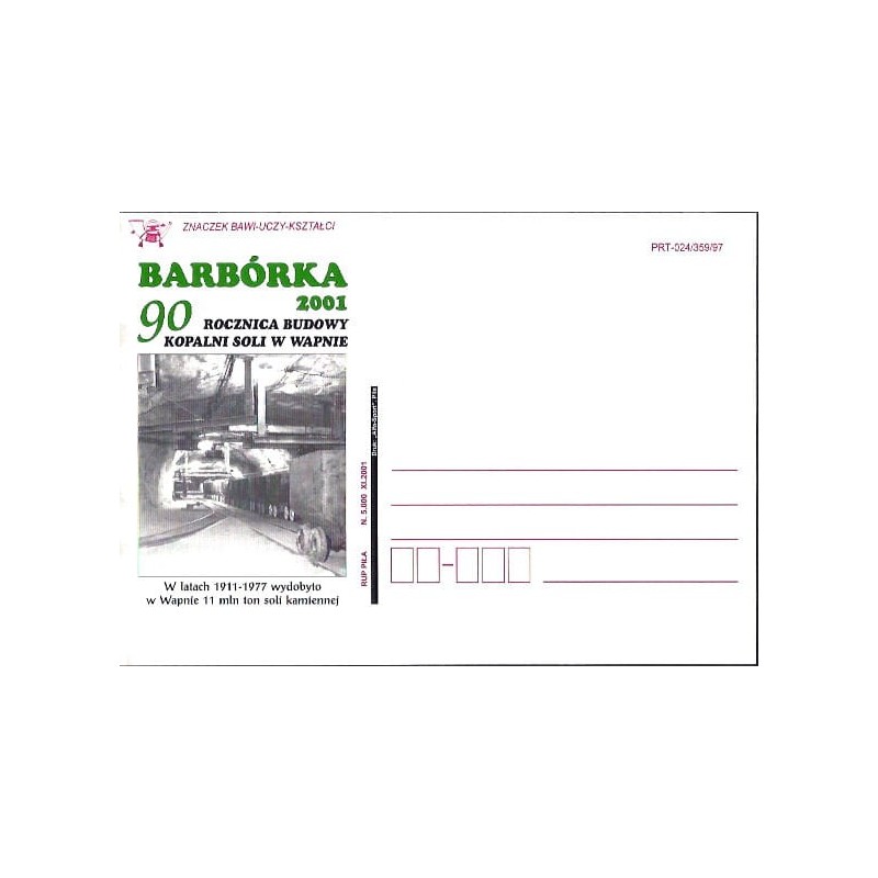 Kartka Piła 2001, Sól, kopalnia, Wapno, Barbórka, górnictwo