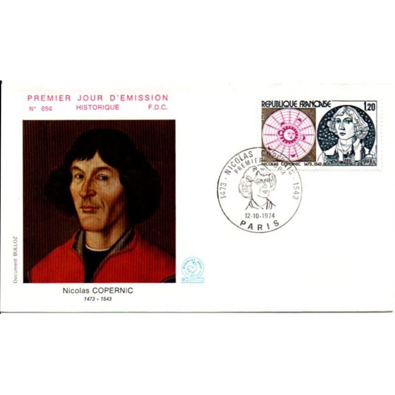 Francja 1974, Mikołaj Kopernik, astronomia. FDC