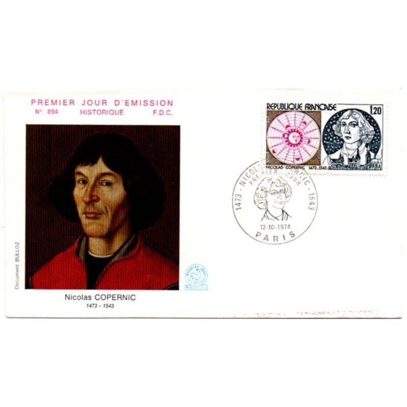 Francja 1974, Mikołaj Kopernik, astronomia. FDC