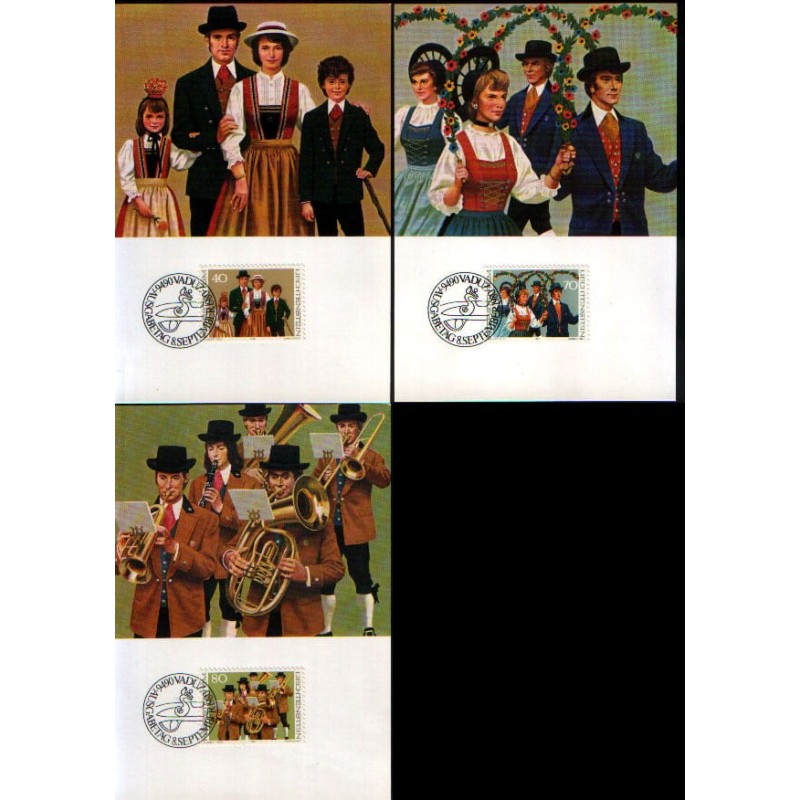Liechtenstein 1980, Folklor, stroje ludowe. Karty maksimum