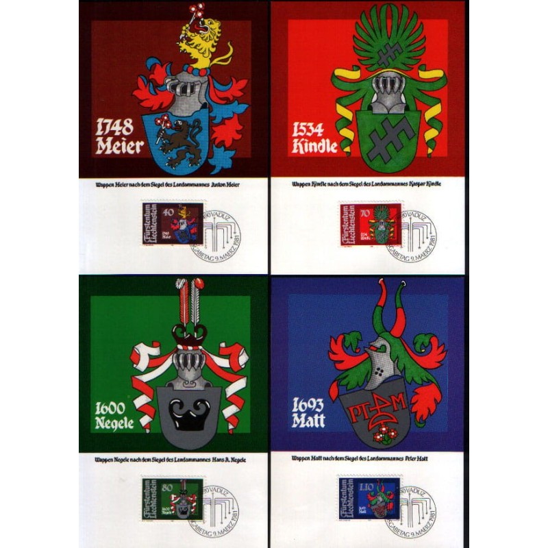 Liechtenstein 1981, Dawne herby rycerskie. Karty maksimum