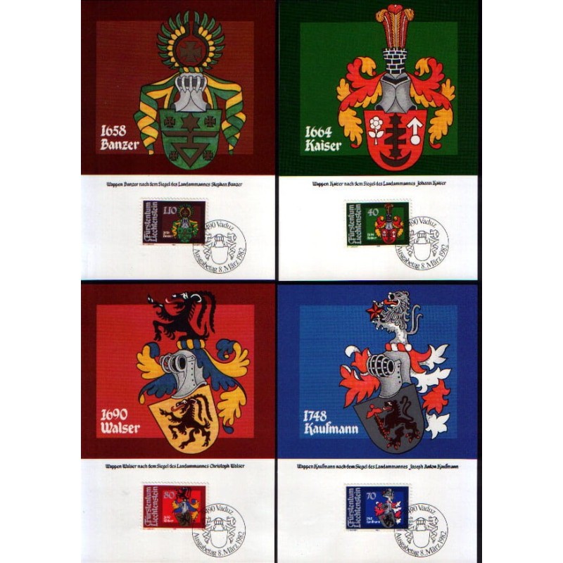 Liechtenstein 1982, Dawne herby rycerskie. Karty maksimum