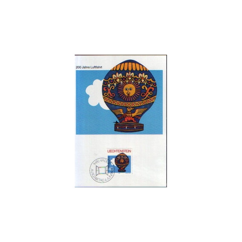 Liechtenstein 1983, Balon, 200 lat lotnictwa. Karta maksimum