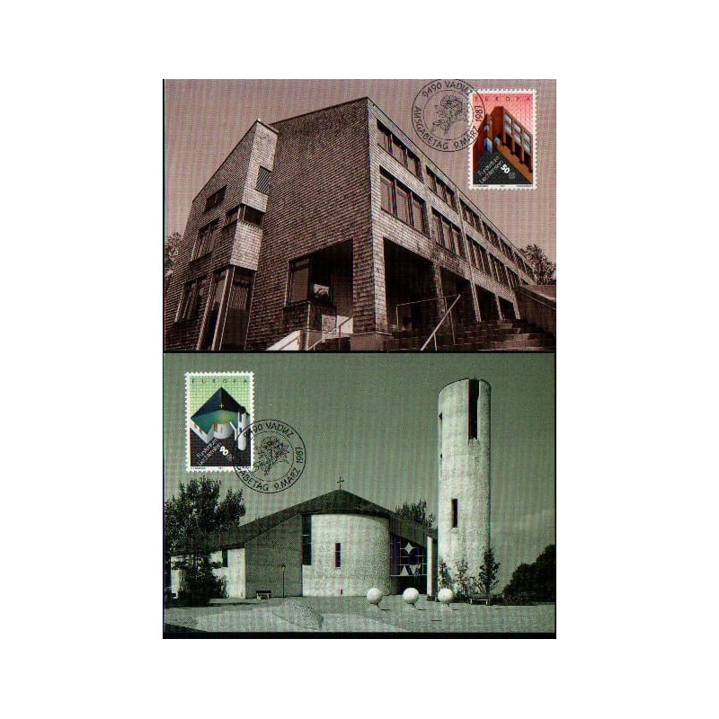 Liechtenstein 1987, EUROPA CEPT: architektura. Karty maksimum