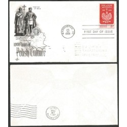 USA 1966, Polska, 1000 lat chrześcijaństwa. FDC z obiegu