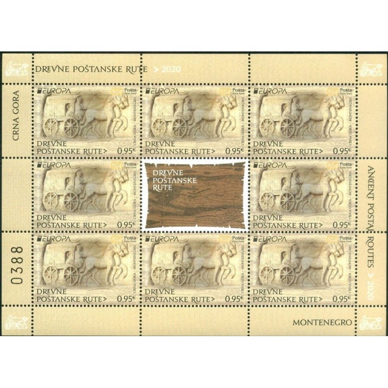 Czarnogóra 2020, EUROPA CEPT: dawne szlaki pocztowe. Arkusik **