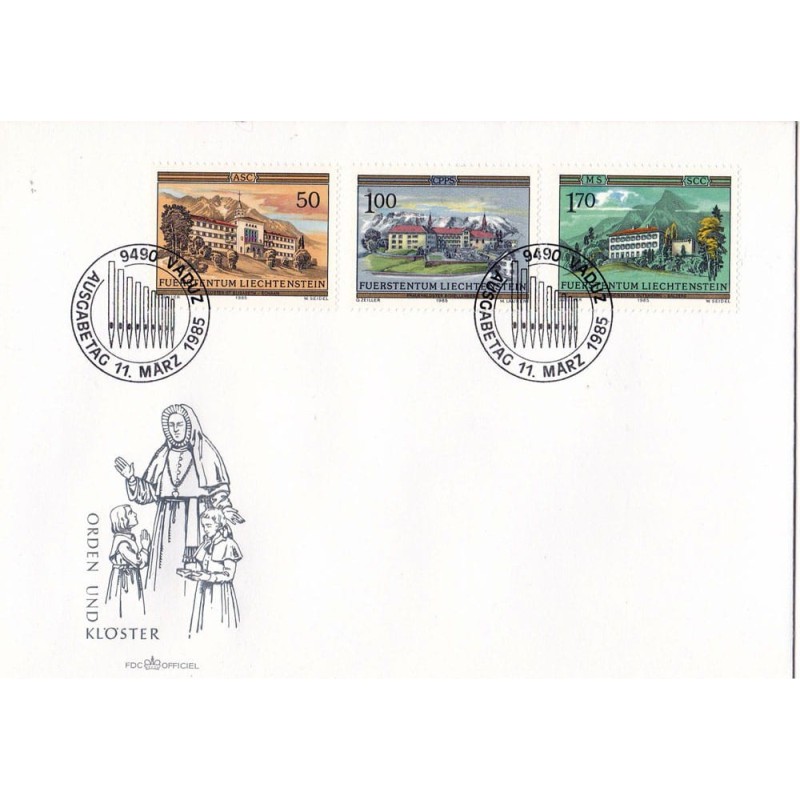 Liechtenstein 1985, Klasztory. FDC