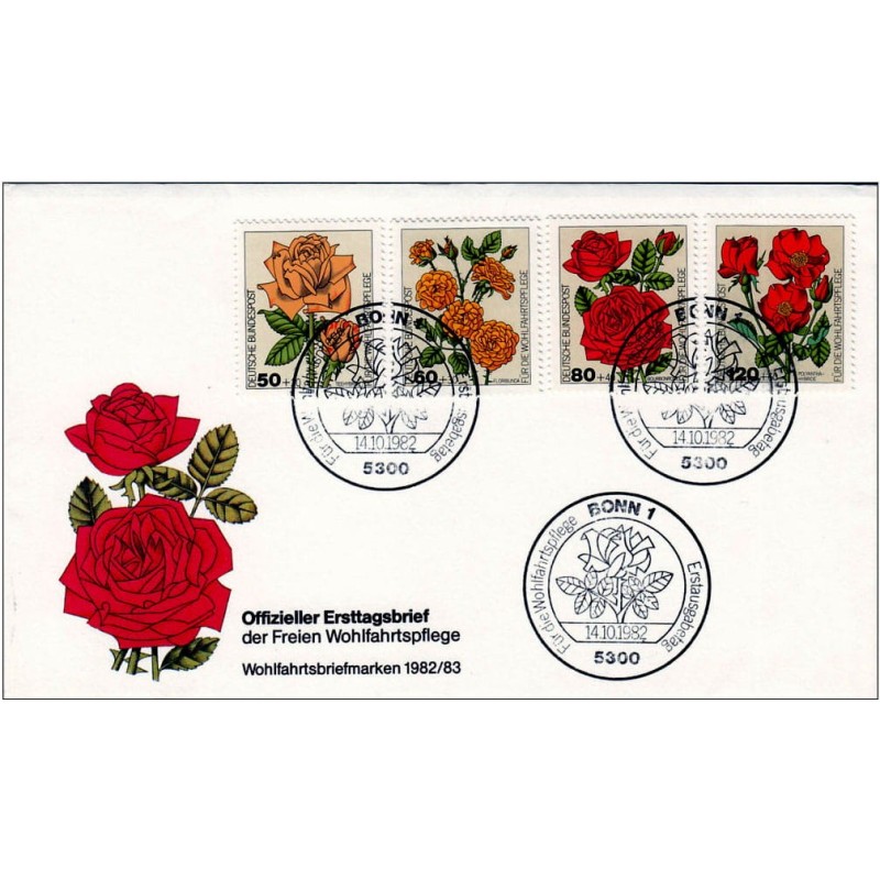 Niemcy 1982, Kwiaty: róże. FDC