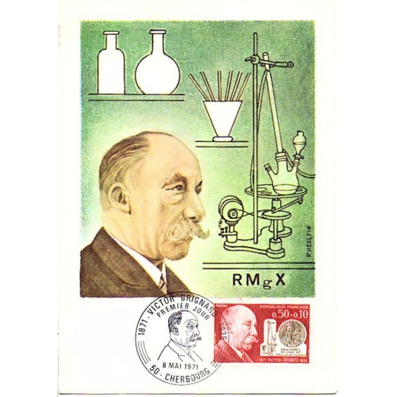 Francja 1971, Victor Grignard, chemia, Nobel. Karta maksimum