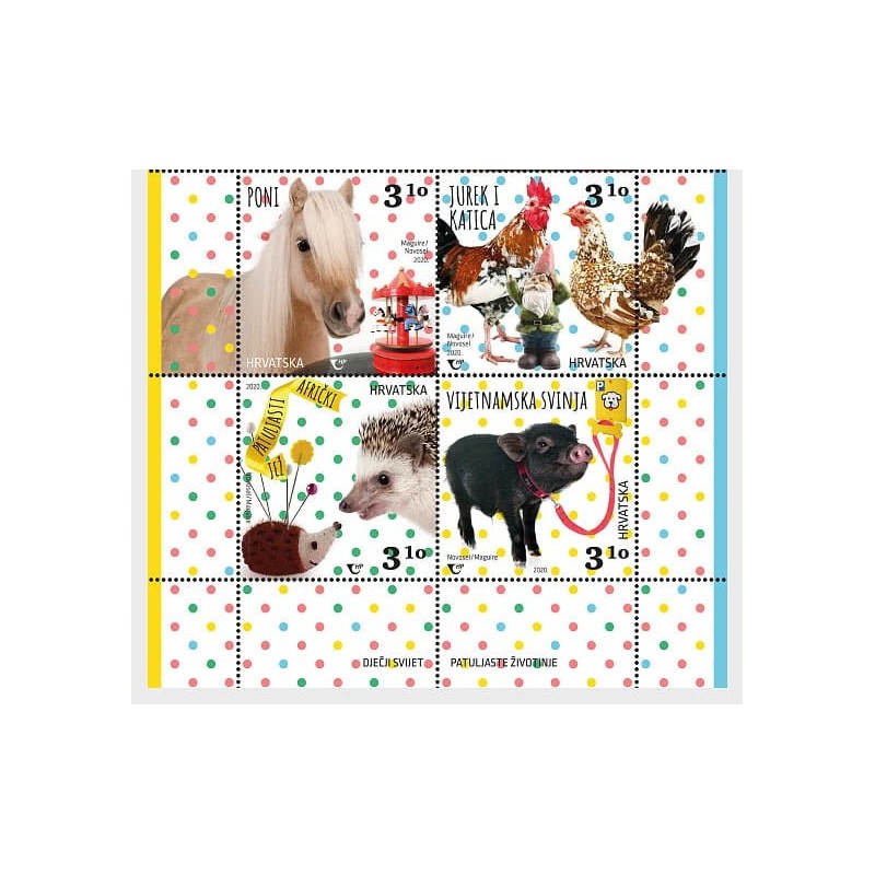 Chorwacja 2020, Zwierzęta: koń, kura, świnka, jeż **