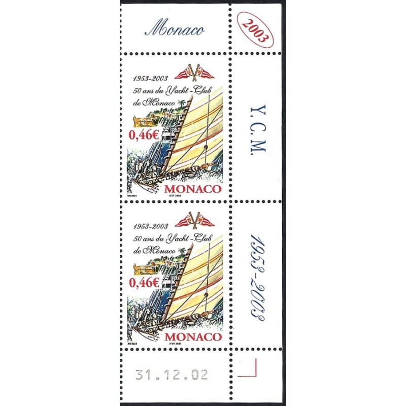 Monako 2003, Jacht, yachtclub, statek, 50 lat. Margines **