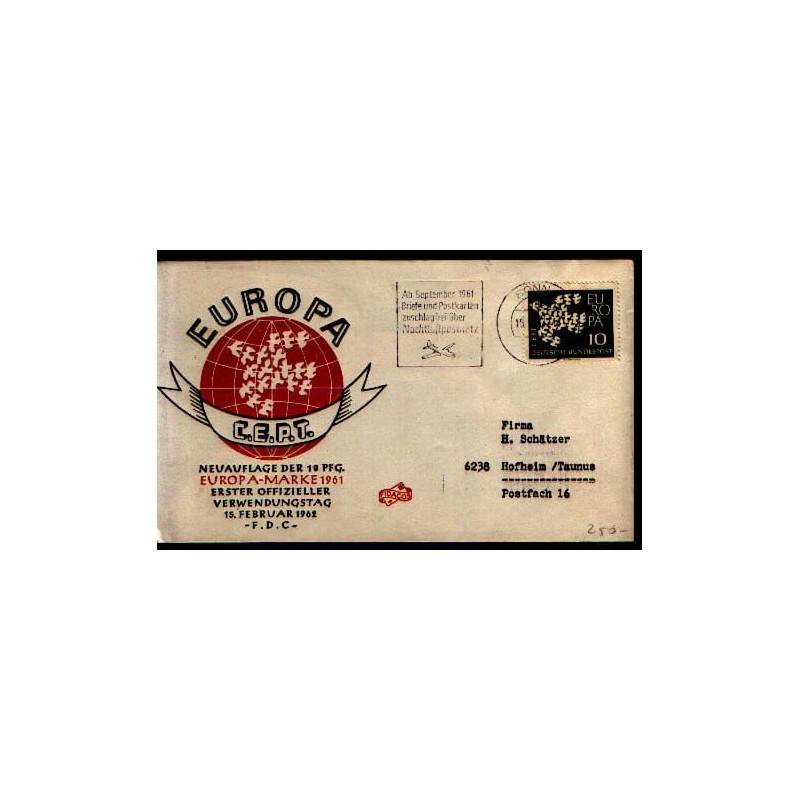 Niemcy 1962, EUROPA CEPT. FDC z obiegu