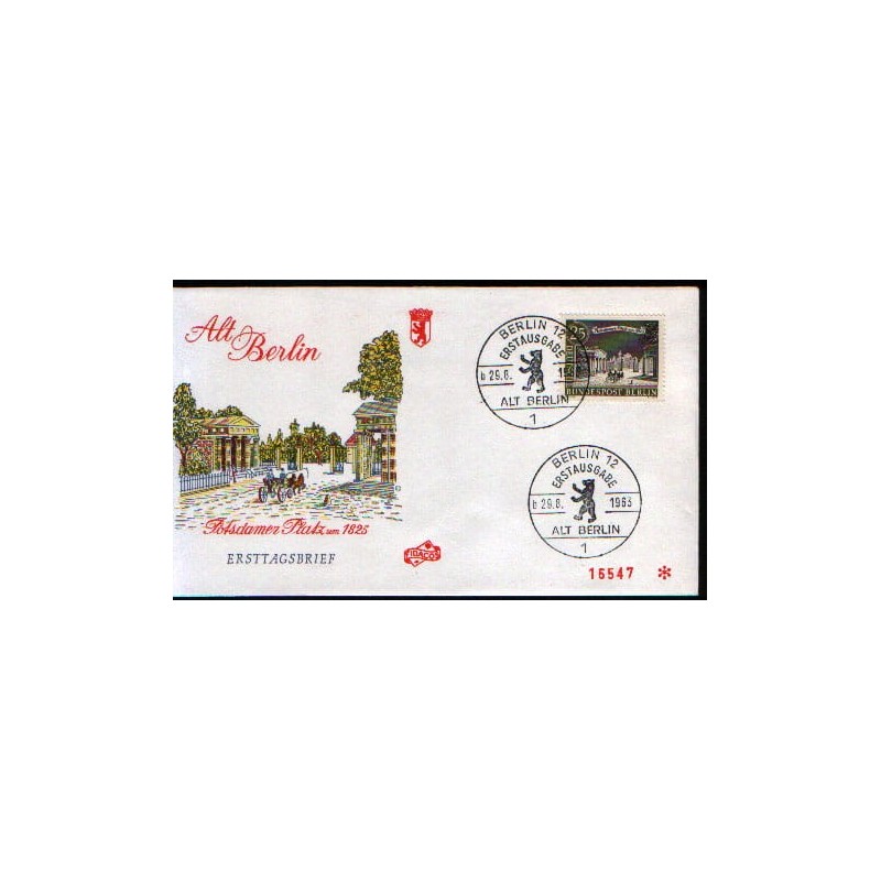 Niemcy 1963, Dawny Berlin, zabytki. FDC