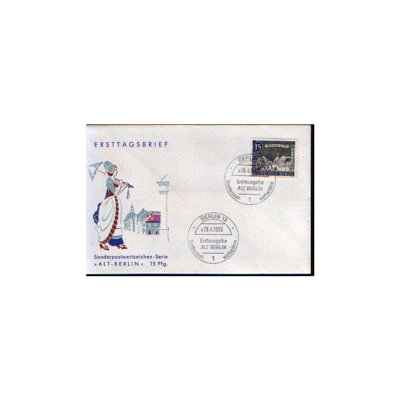 Niemcy 1963, Dawny Berlin, zabytki. FDC