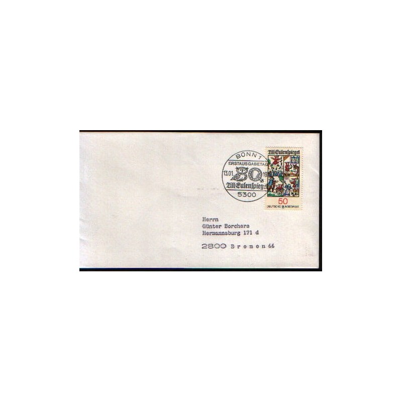 Niemcy 1977, Bajki, sowa, dawny druk. FDC
